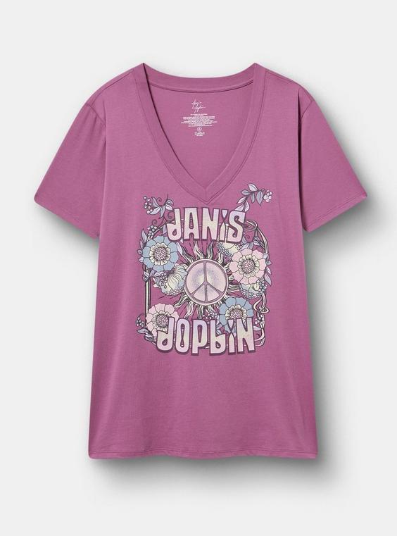 Janis Joplin Classic Cotton V-Neck Tee
