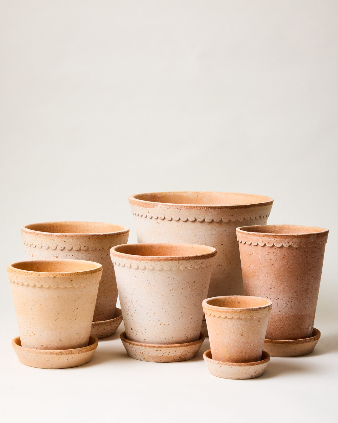 Image of Scalloped Terracotta Garden Pot and Saucer
