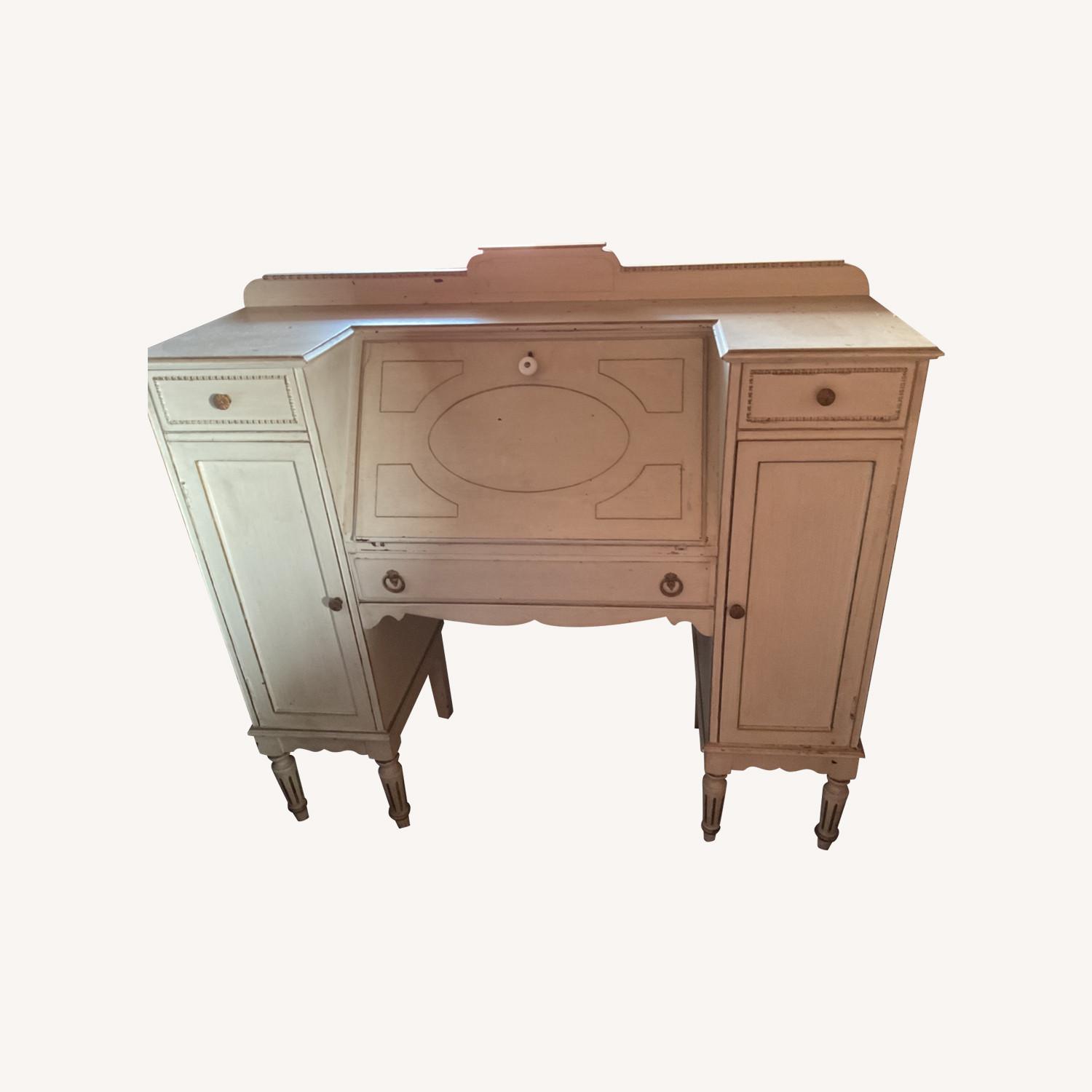 Vintage/Antique White Wood Media Storage