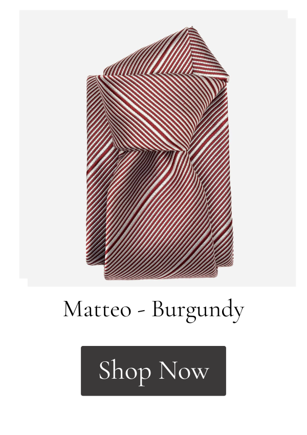 Burgundy and white striped tie from Italy