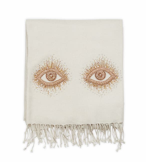 Muse Eyes Embellished Throw in White