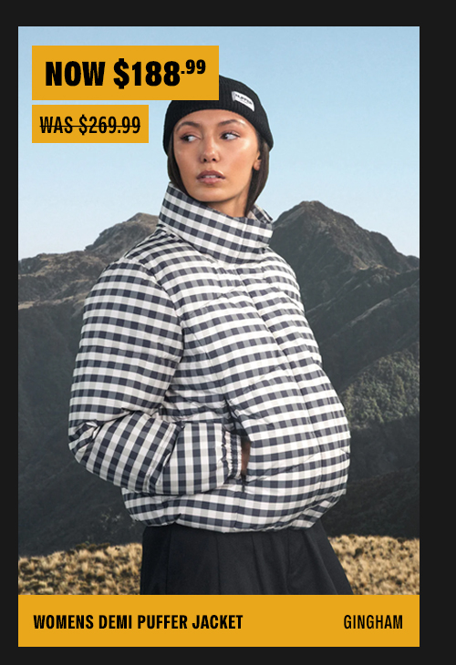 WOMENS DEMI PUFFER JACKET GINGHAM