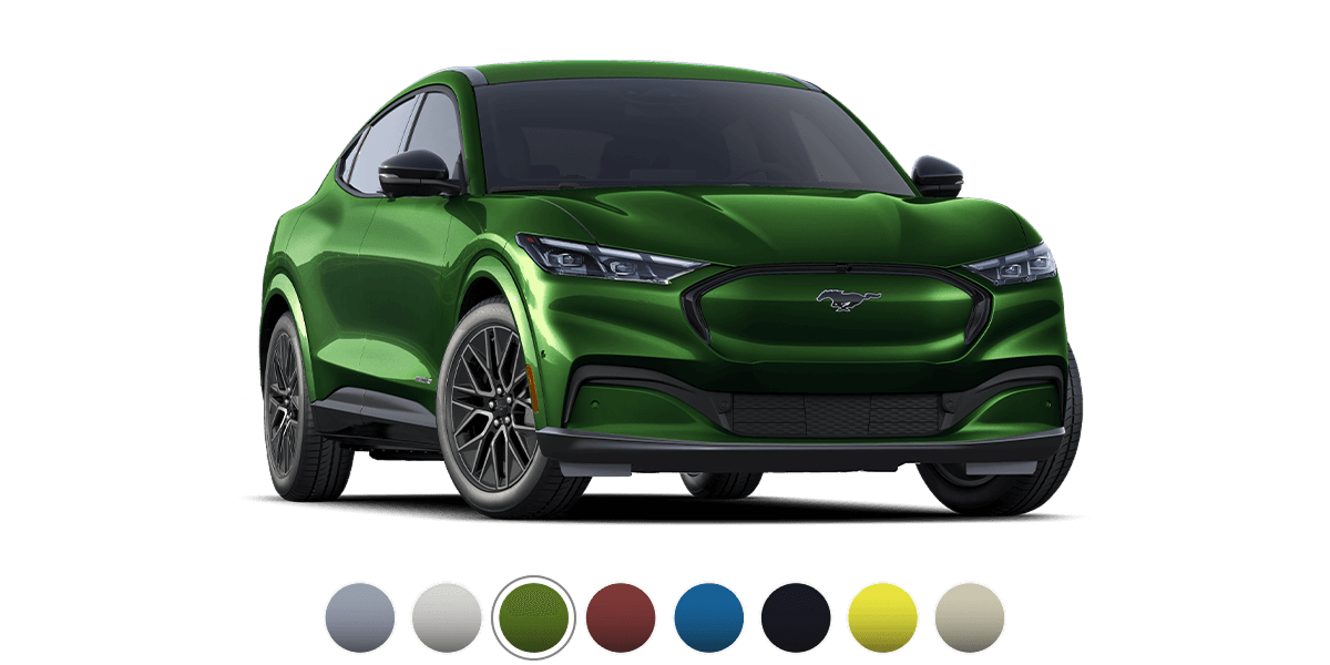 Image of a Ford Mustang Mach‑E&reg; model with selectable color interface