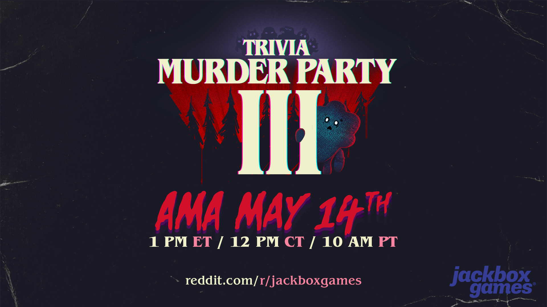 Trivia Murder Party 3 logo with info about the AMA