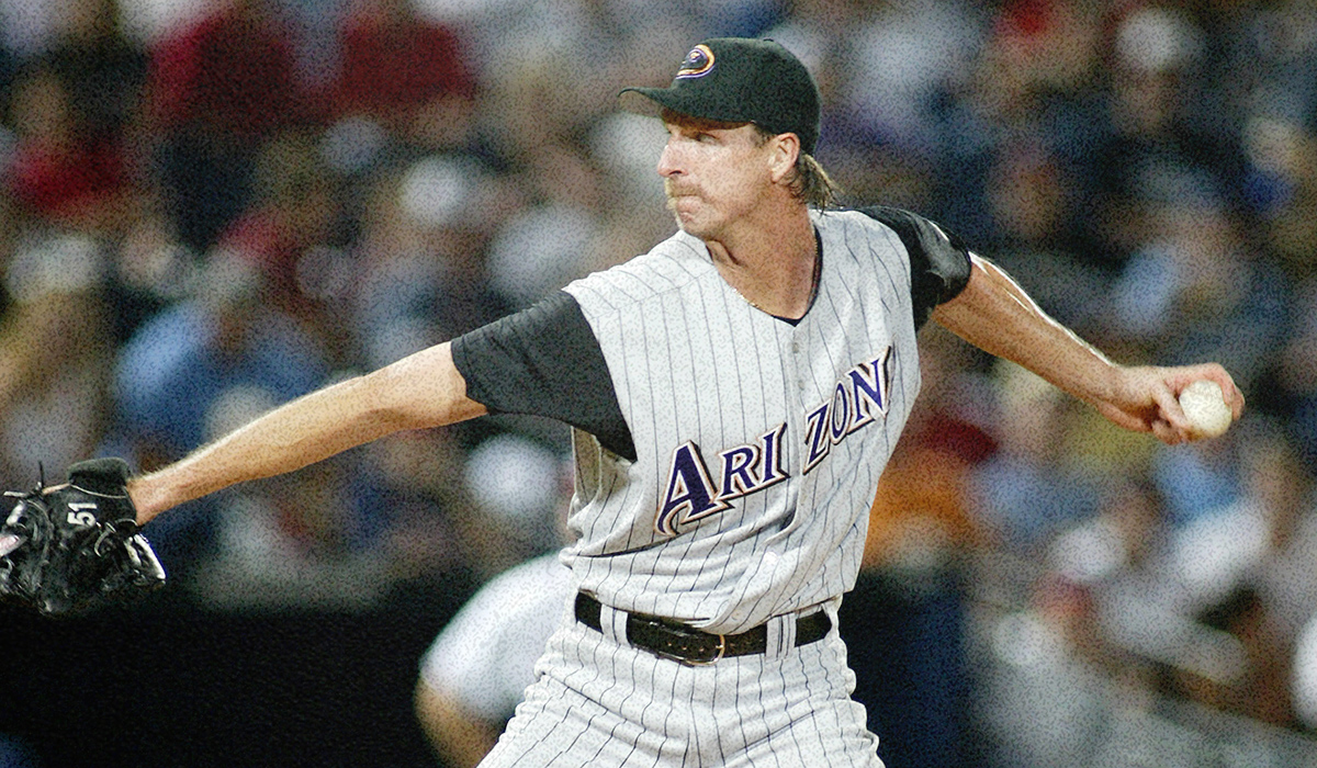 Randy Johnson pitches.