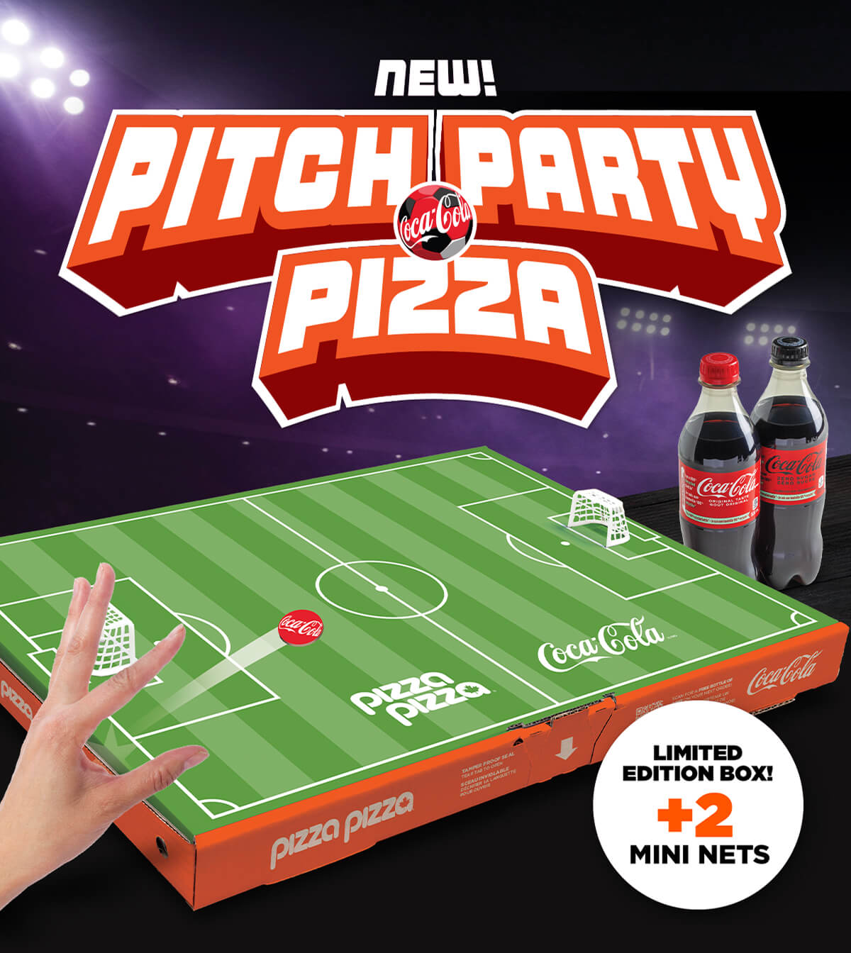 New! Pitch Party Pizza. Limited edition box + 2 mini nets.