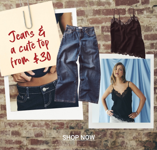Jeans & a cute tops from $35. Shop Now.