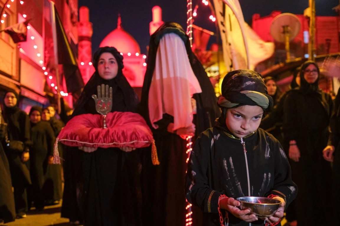 Shi’ite Muslims attend Tasoua, a mourning ritual ahead of Ashura, in Istanbul, Turkey, June 24, 2026. 