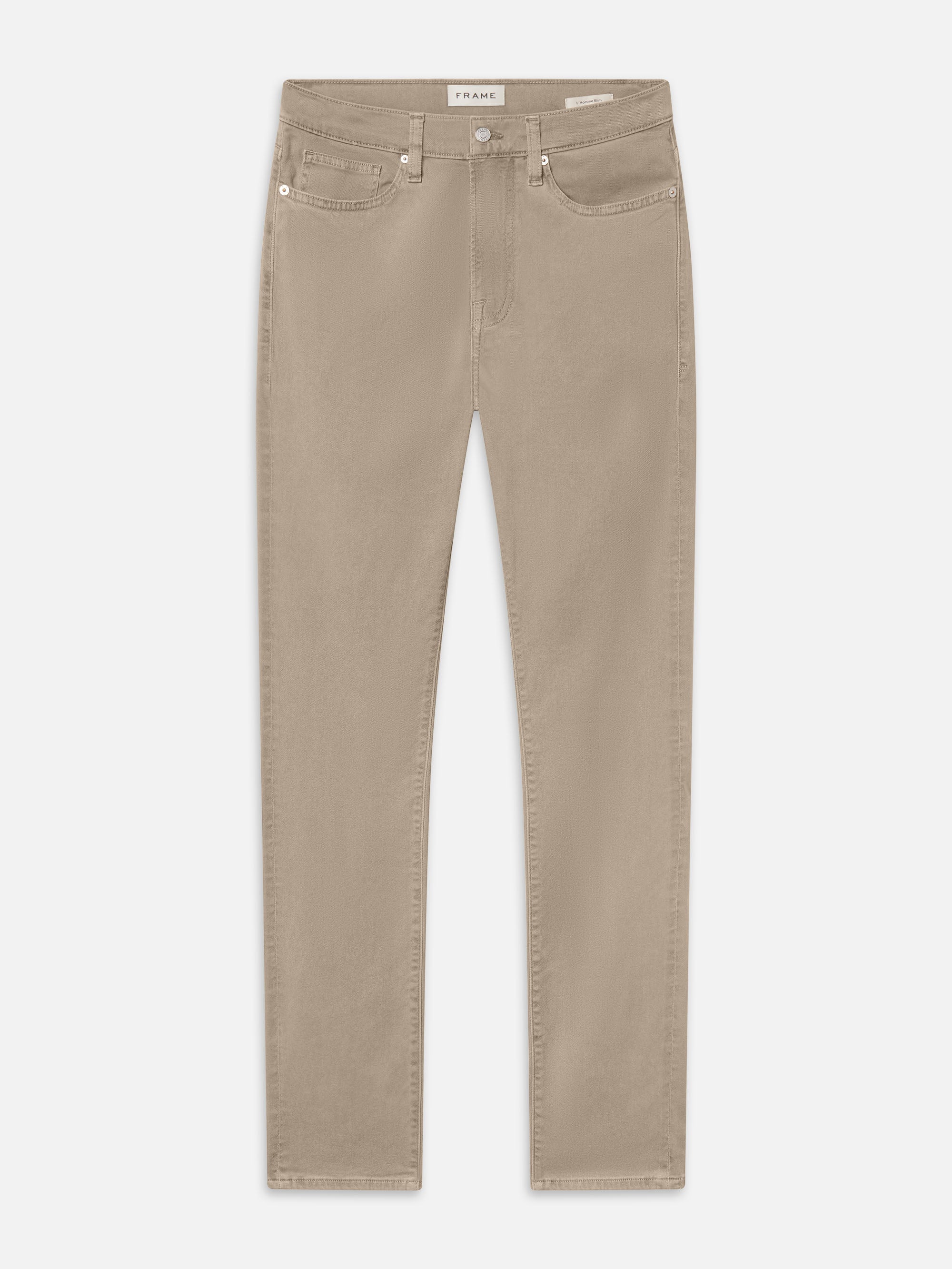 L'HOMME SLIM BRUSHED TWILL IN DUSTY BEIGE