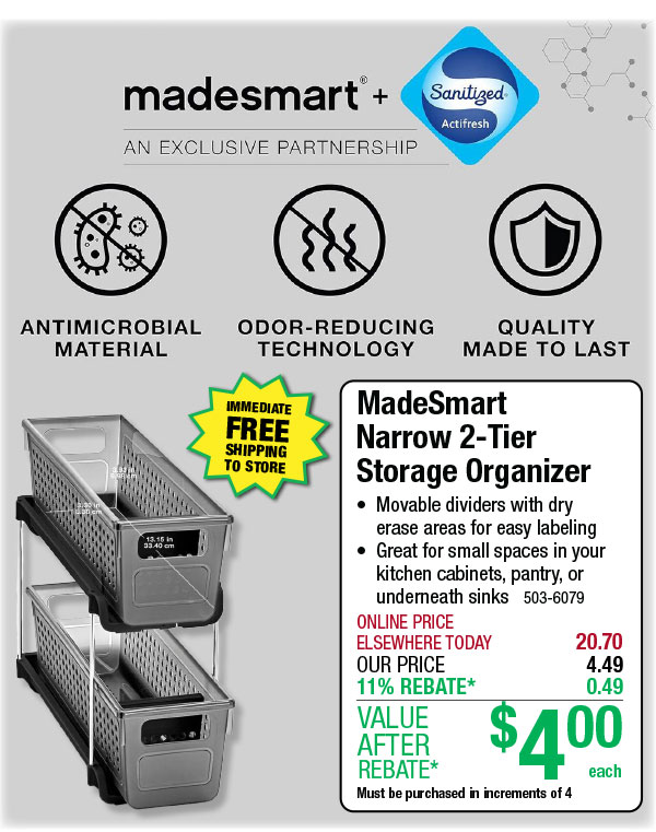 MadeSmart Narrow 2-Tier Storage Organizer - ONLY $4 After Rebate*!