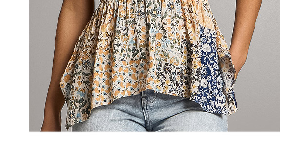 Twisted Floral Patchwork Tank Top