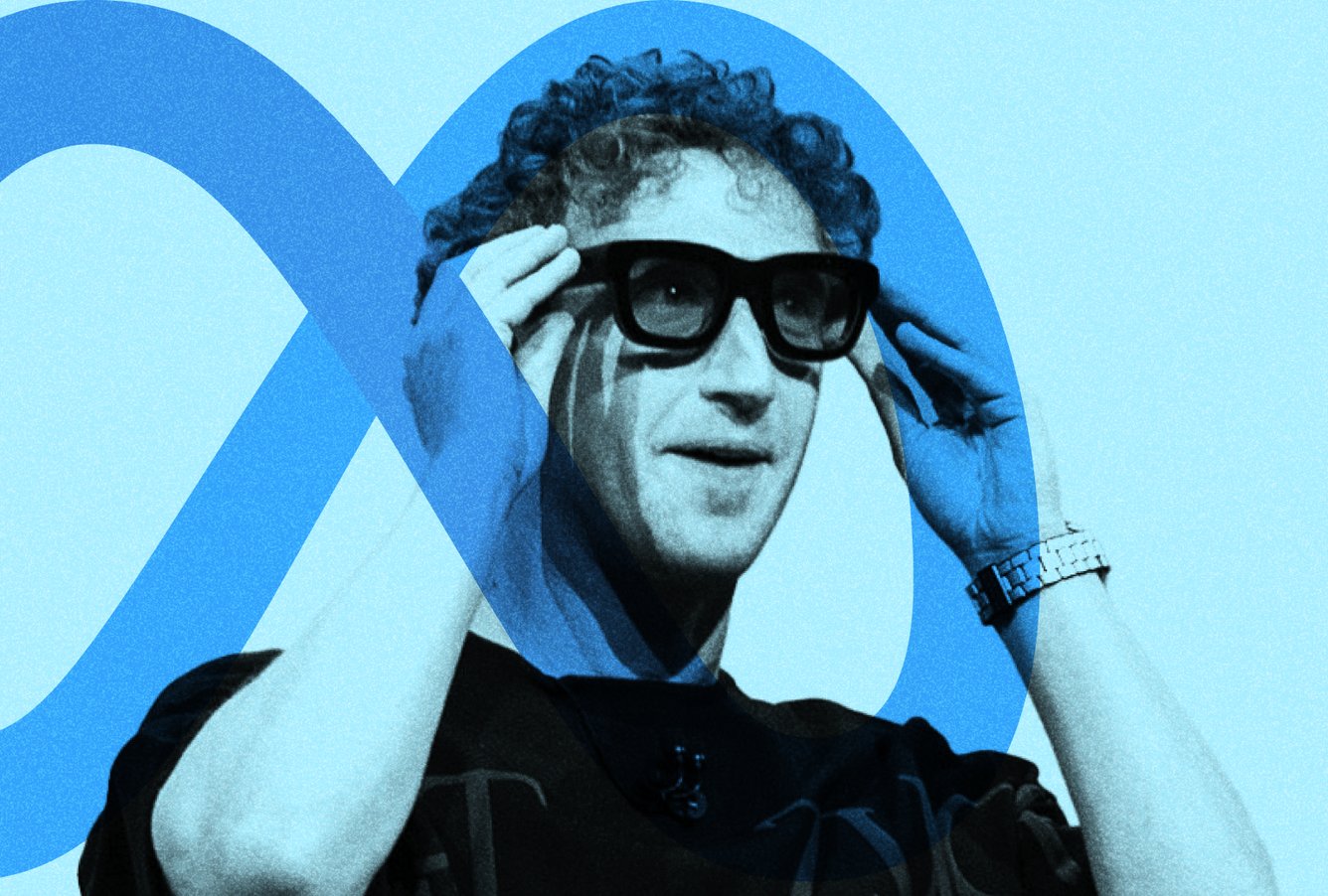 Mark Zuckerberg, head of the Facebook group Meta, shows the prototype of computer glasses
