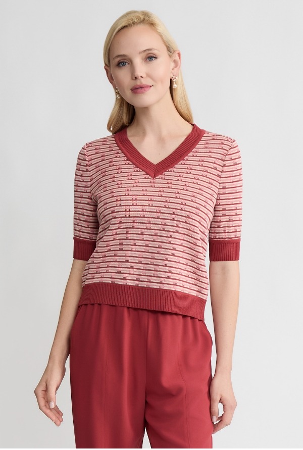 Striped Ribbed Hem Top