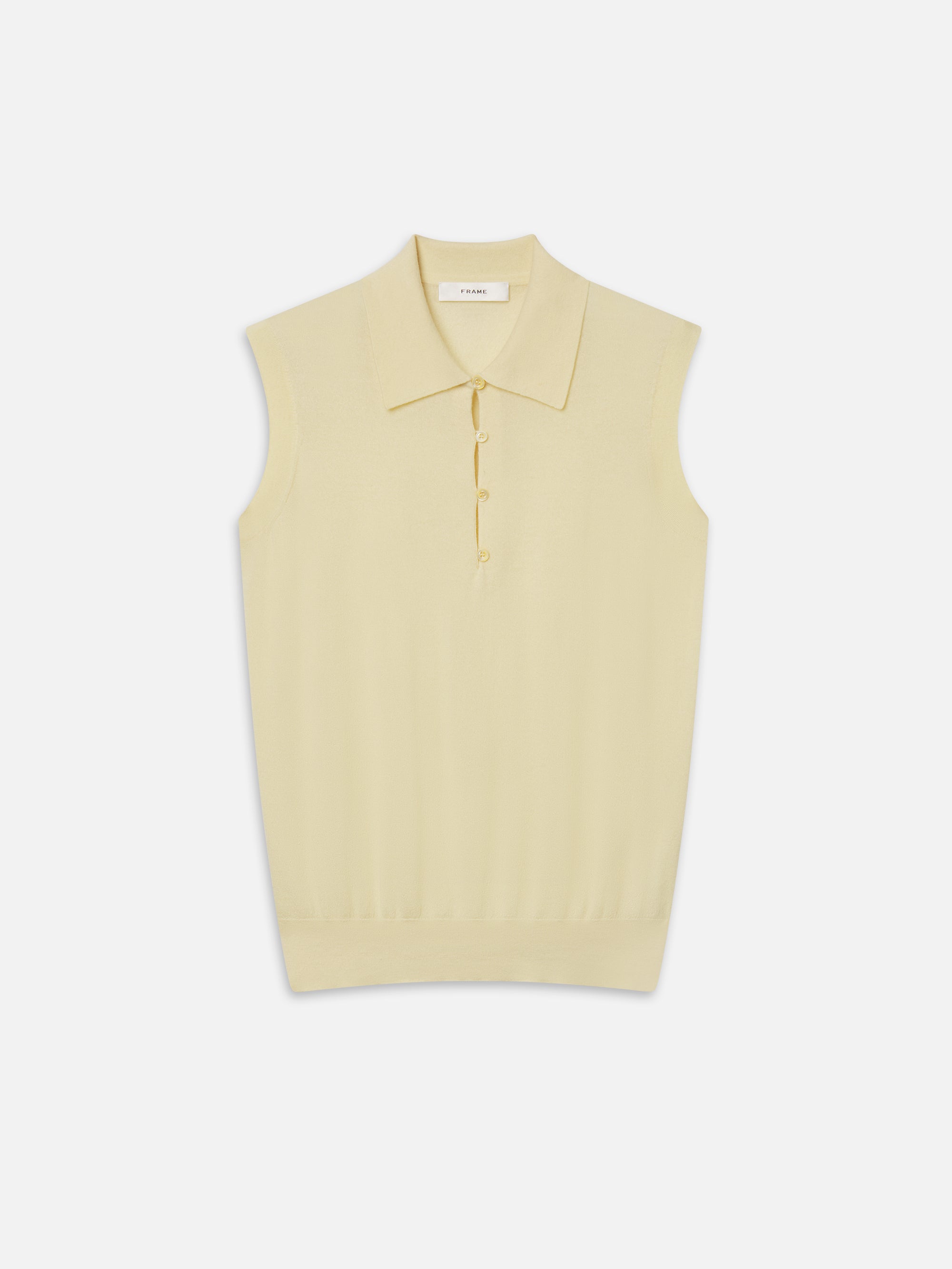 THE CASHMERE SLEEVELESS POLO IN LEMON