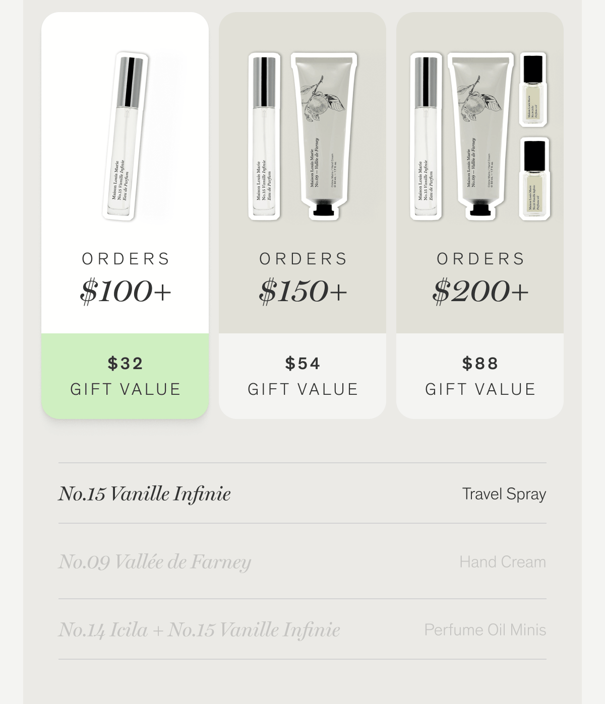 ORDERS $100+ | ORDERS $150+ | ORDERS $200+