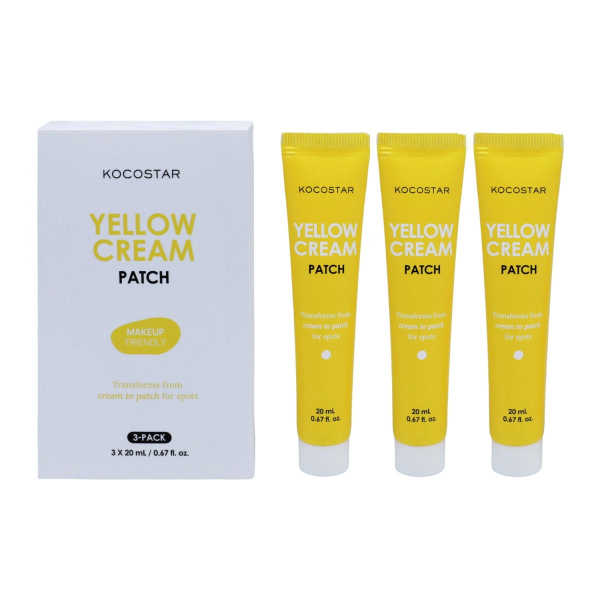 Kocostar Yellow Cream Patch, Blemish Relief, 0.67 fl oz, 3-Pack