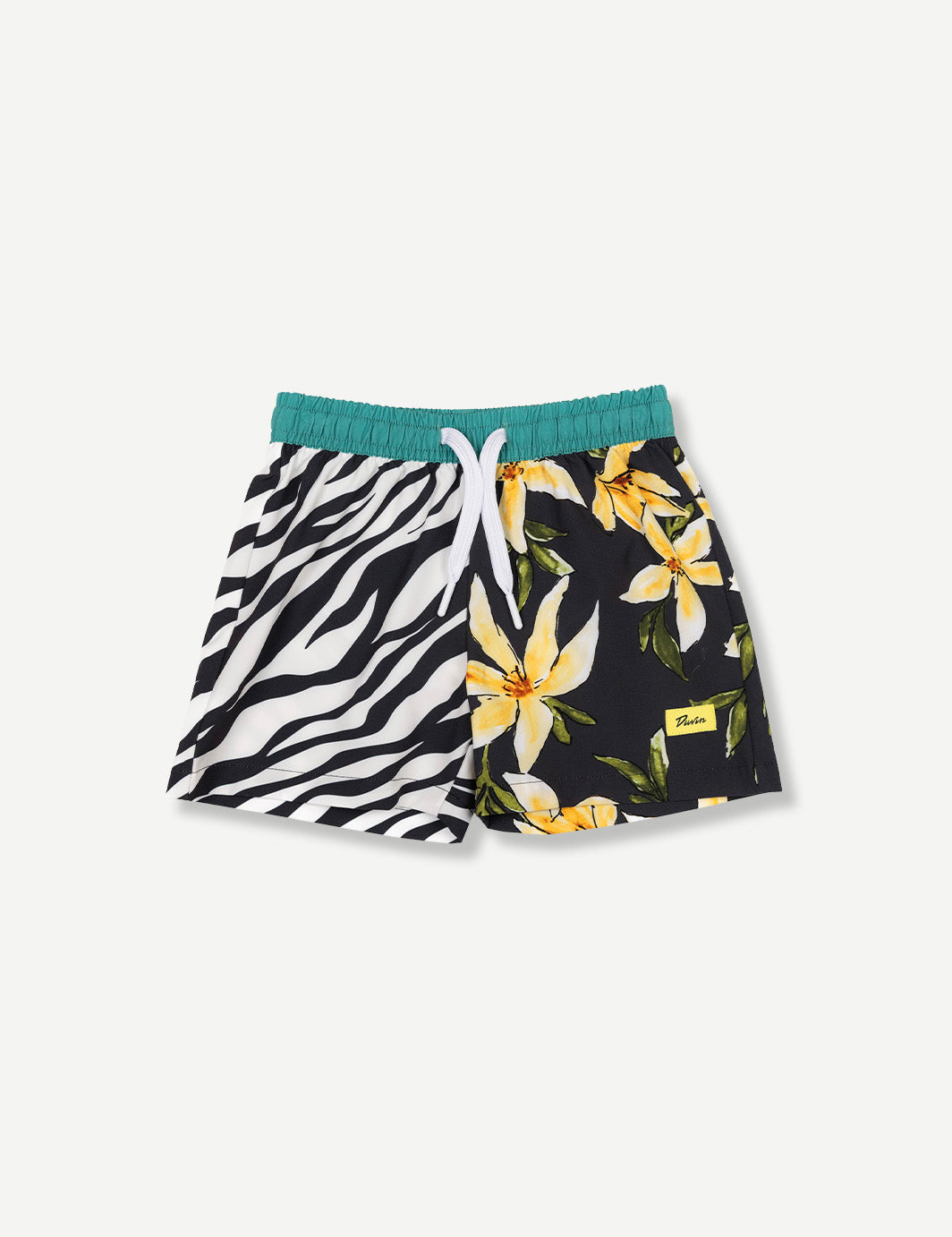 Image of Flower Zebra Swim Short Black - Boys