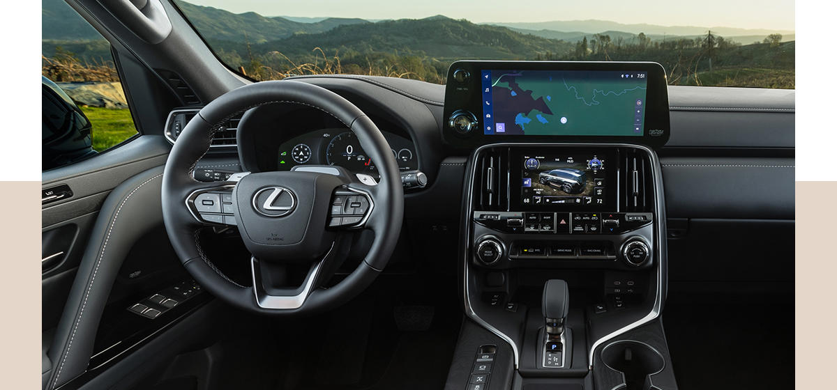 The dash of a Lexus LXh. See tomorrow's technology today in the Lexus LXh.