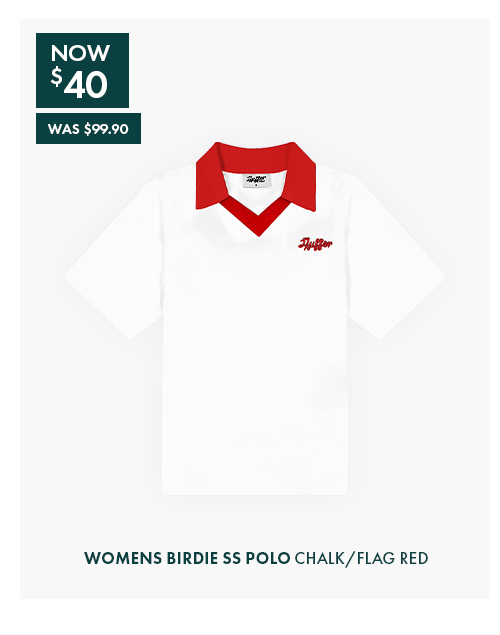 WOMENS BIRDIE SS POLO CHALK/FLAG RED