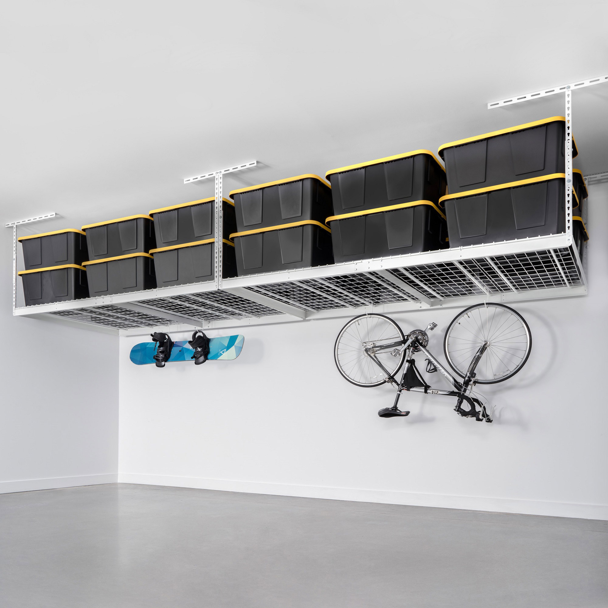 SafeRacks Overhead Garage Storage Combo Kit, Two 4' x 8' Racks, 18-Piece Deluxe Hook Accessory Pack