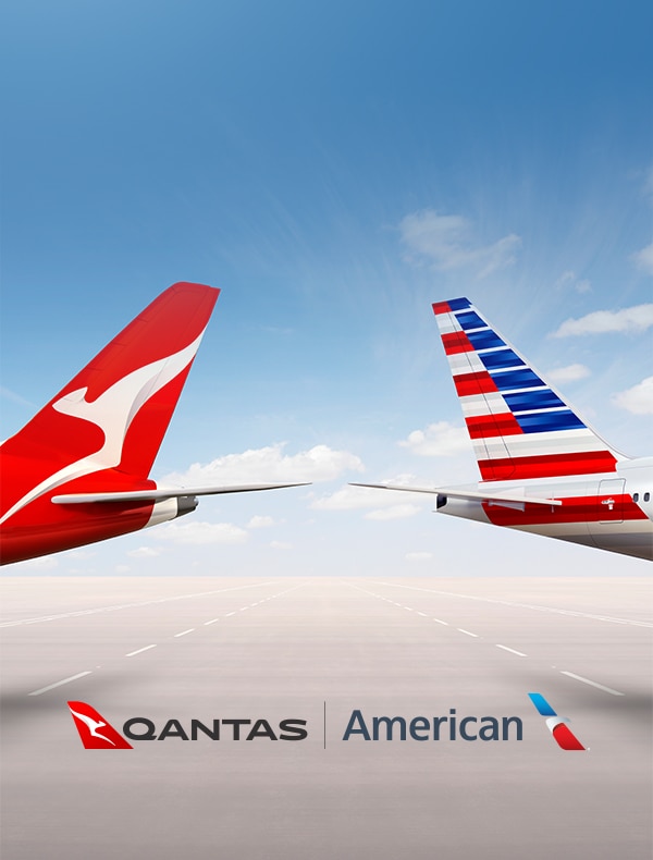 Qantas and American Airlines tail fins
