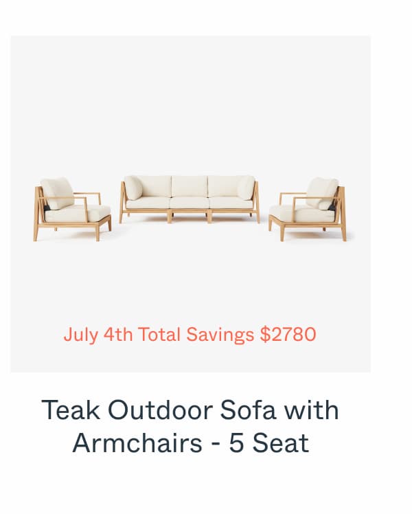 Teak Outdoor Sofa with Armchairs - 5 Seat