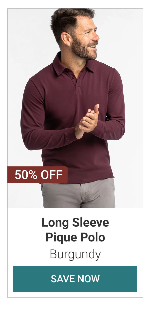 Burgundy Long Sleeve Pique Polo