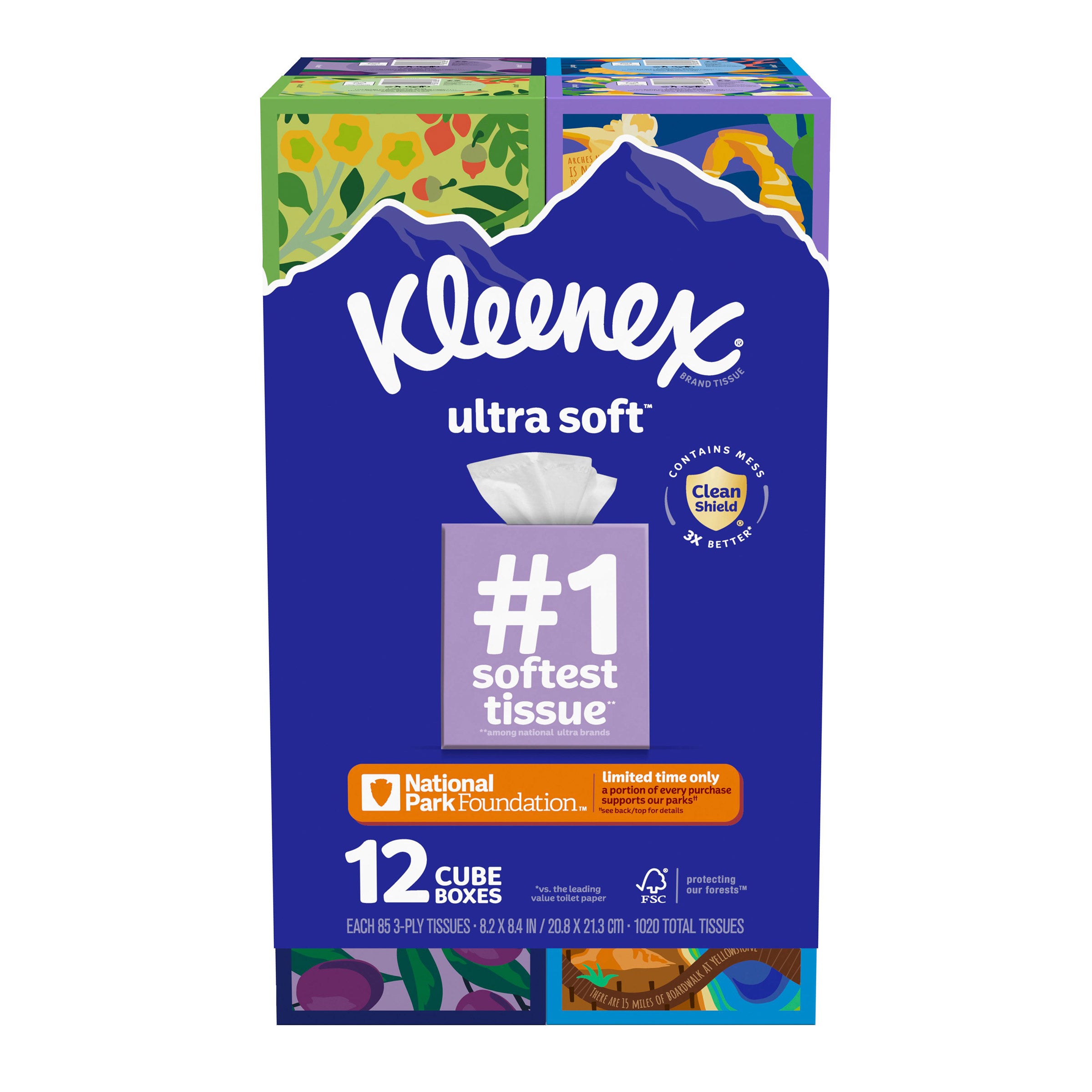 Kleenex Ultra Soft Facial Tissue, 3-Ply, 85-Count, 12-Pack
