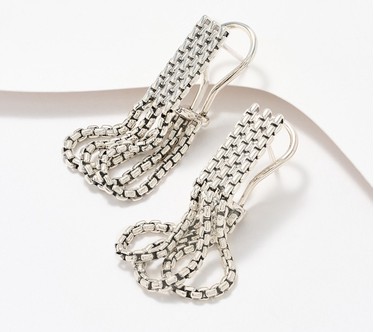 JAI Sterling Silver Triple Box Chain Earrings