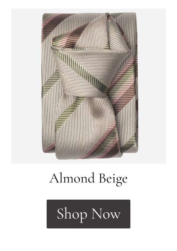 Beige striped Italian handmade silk tie