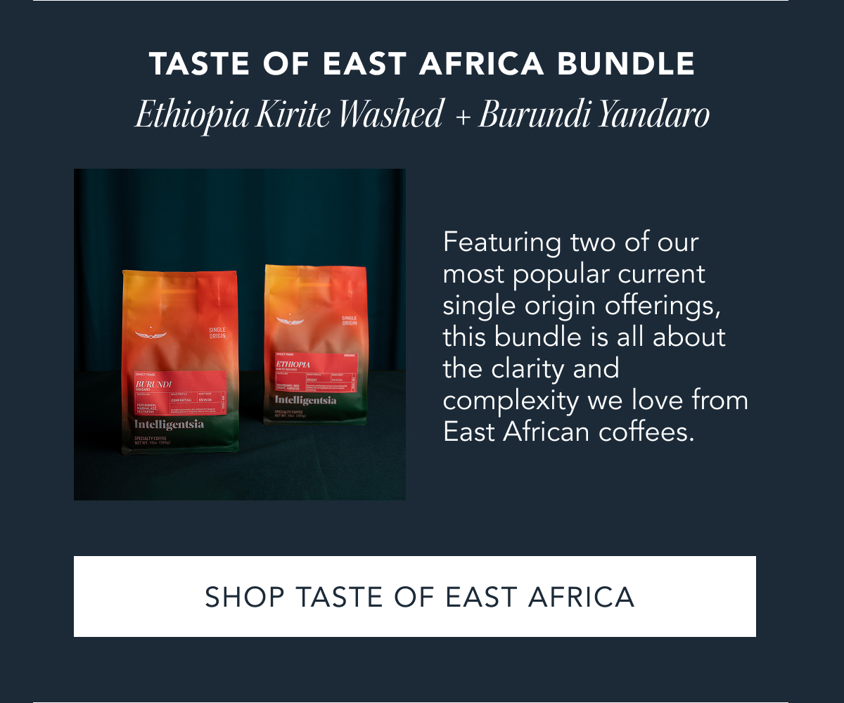 Taste of East Africa Bundle - Ethiopia Kirite Washed + Burundi Yandaro. Featuring two of our most popular current single origin offerings, this bundle is all about the clarity and complexity we love from East African coffees. | SHOP TASTE OF EAST AFRICA | 