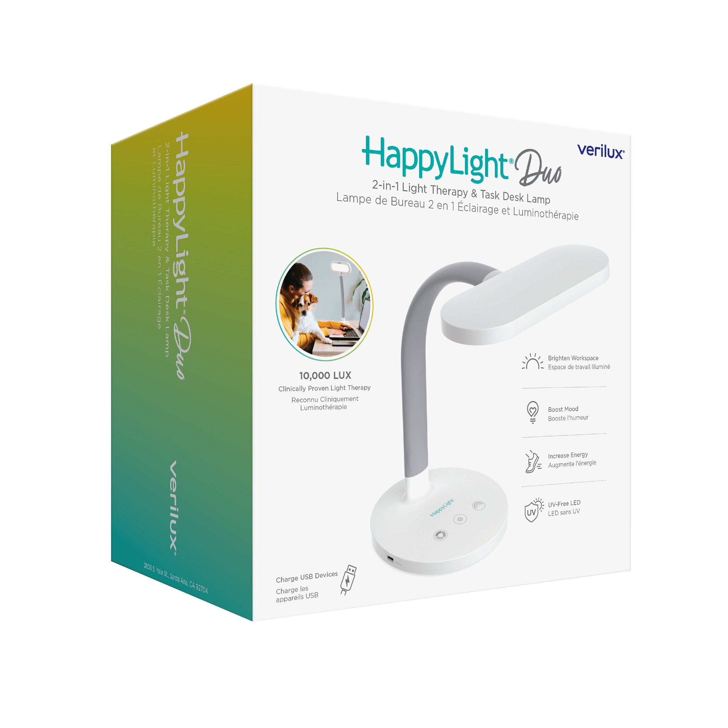 HappyLight Duo 2-In-1 Light Therapy and Task Desk Lamp