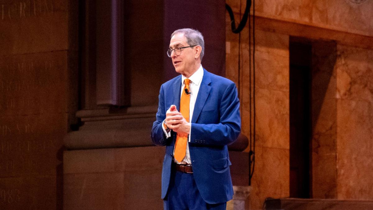 Princeton President Christopher Eisgruber speaks on campus