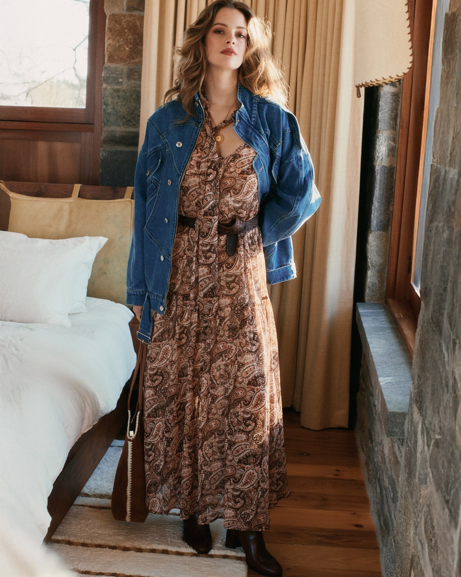 Image of Waterfall Printed Maxi Dress - Print