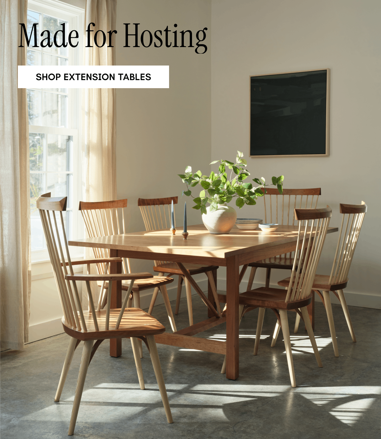 Intervale Table and Eastward Chairs button: Shop Extension tables