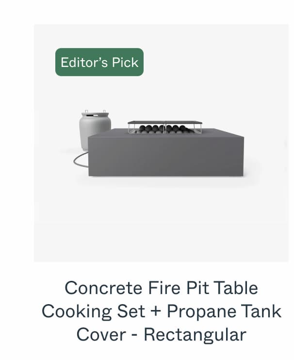 Concrete Fire Pit Table Cooking Set + Propane Tank Cover - Rectangular