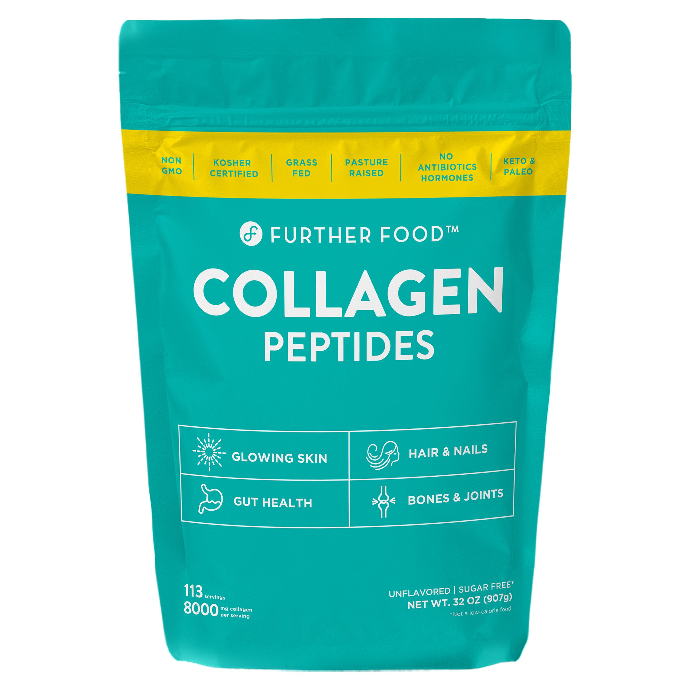 Further Food Grass-Fed Collagen Peptides Powder, Unflavored, 32 oz, 113 Servings