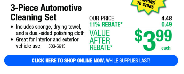 3-Piece Automotive Cleaning Set - Free Shipping To Store!
