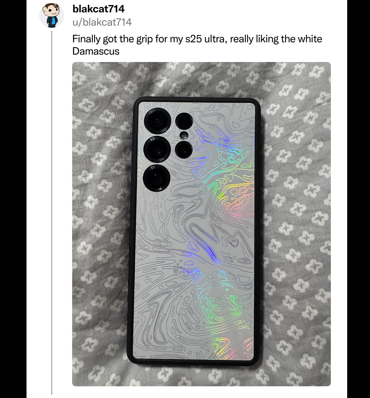 blakcat714 on Reddit: "Finally got the grip for my s25 ultra, really liking the white Damascus"
