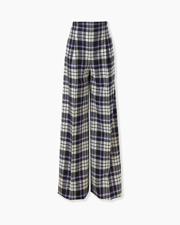 Wide-Leg Plaid Marisol Pants