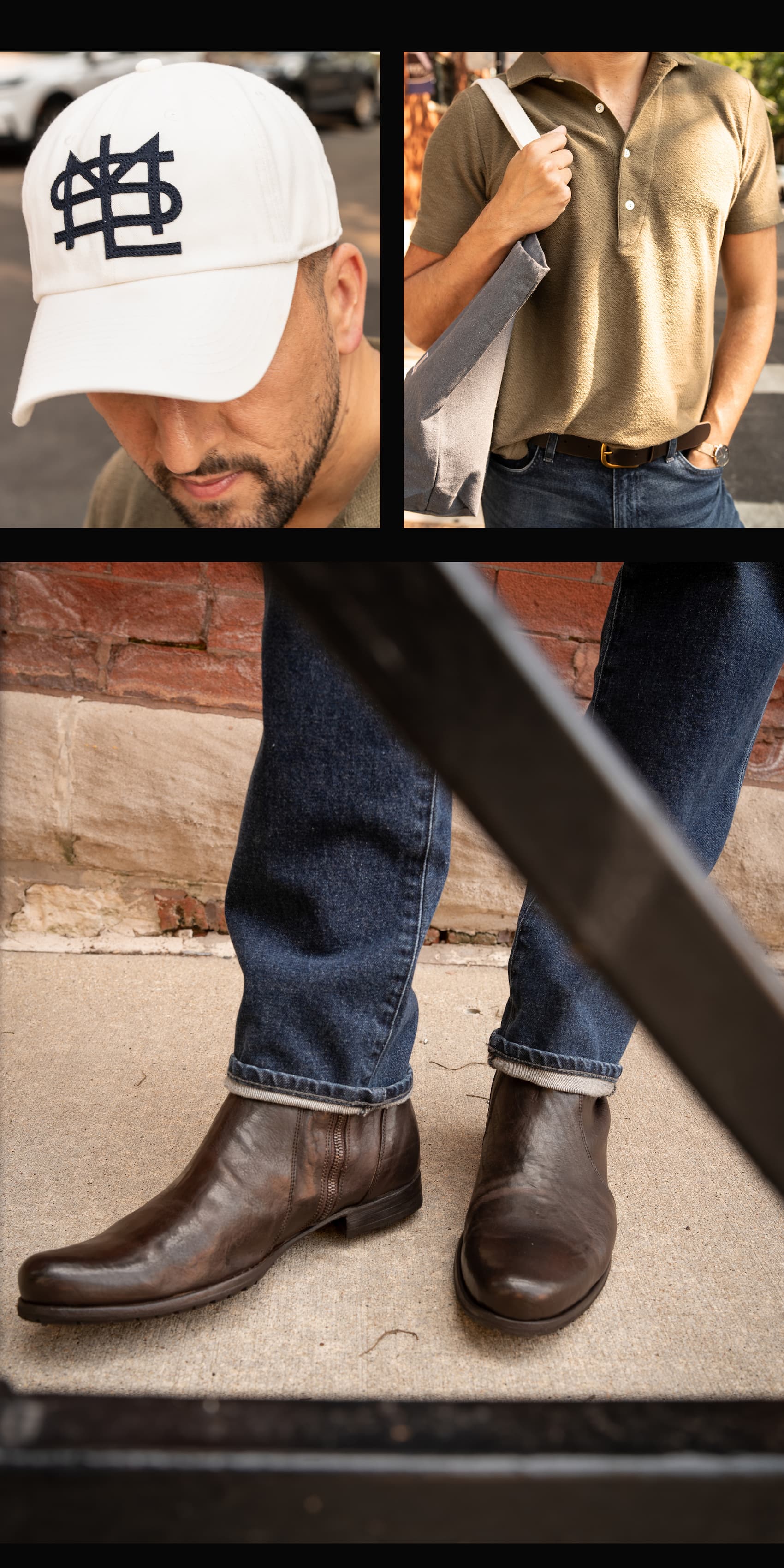 The MSL Cap, Hemp Cotton Twill Polo and Paglia Moto Boot