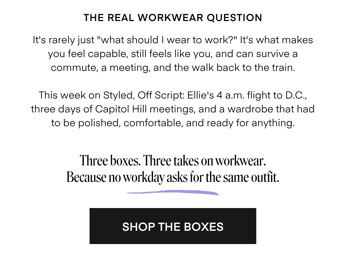 THE REAL WORKWEAR QUESTION It's rarely just 