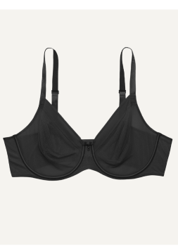 Sheer Mesh Full Coverage Unlined Underwire Bra - Black Hue