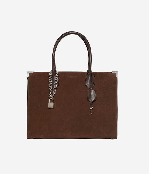 Sac cabas Ming L en suède marron