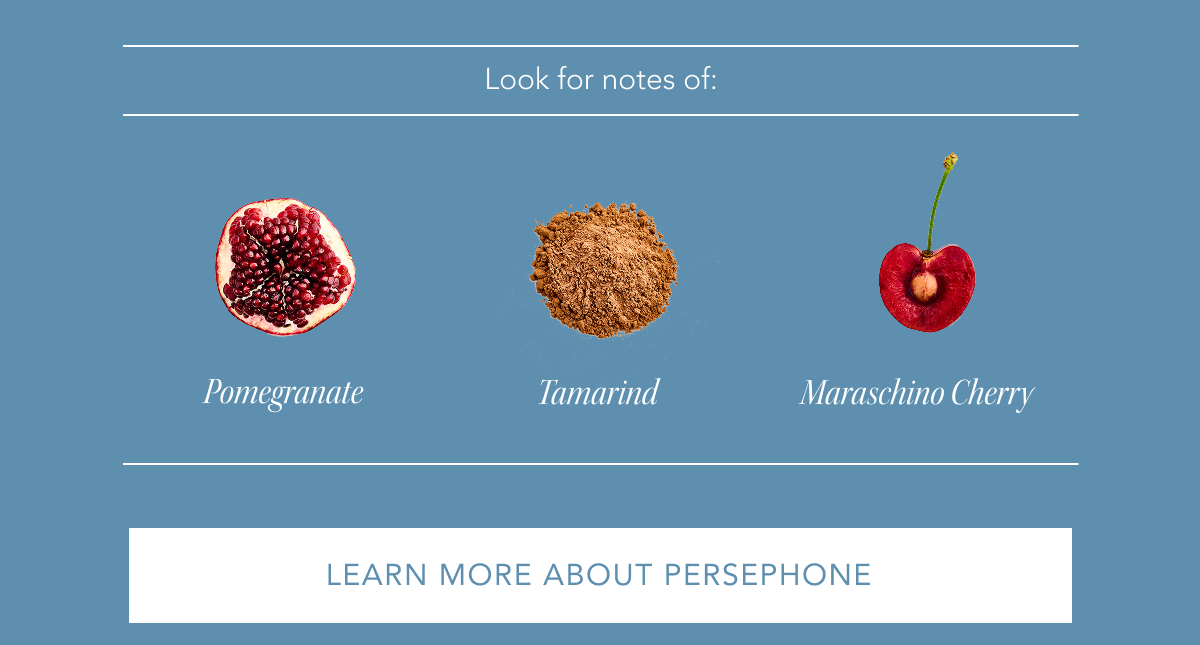 Look for notes of: pomegranate, tamarind, maraschino cherry | LEARN MORE ABOUT PERSEPHONE