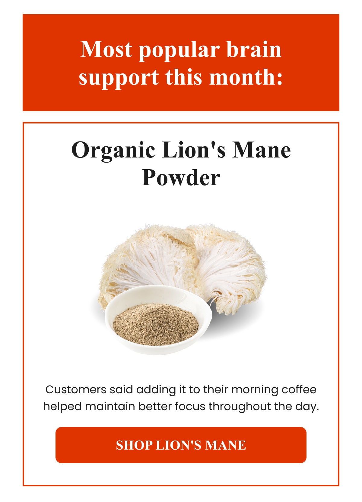 Organic Lion's Mane Powder promotion