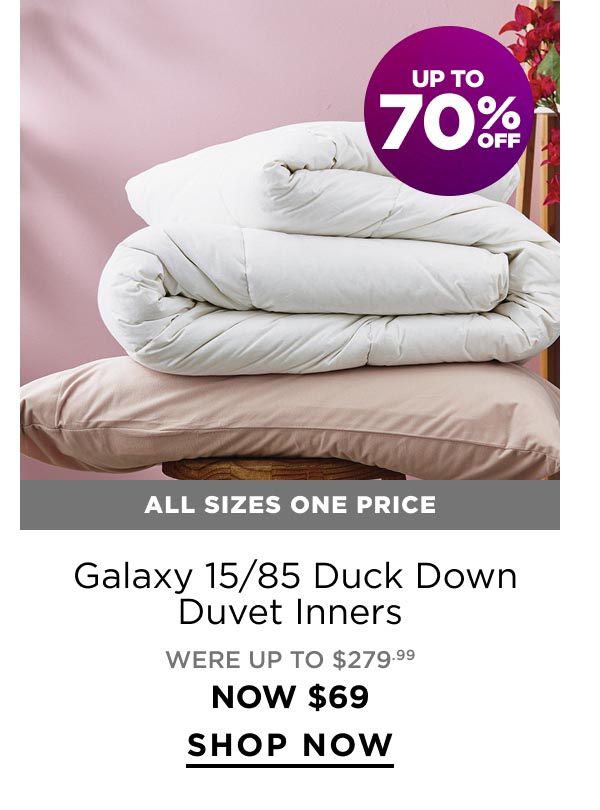 Over 60% Off Galaxy 15/85 Duck Down Duvet Inners