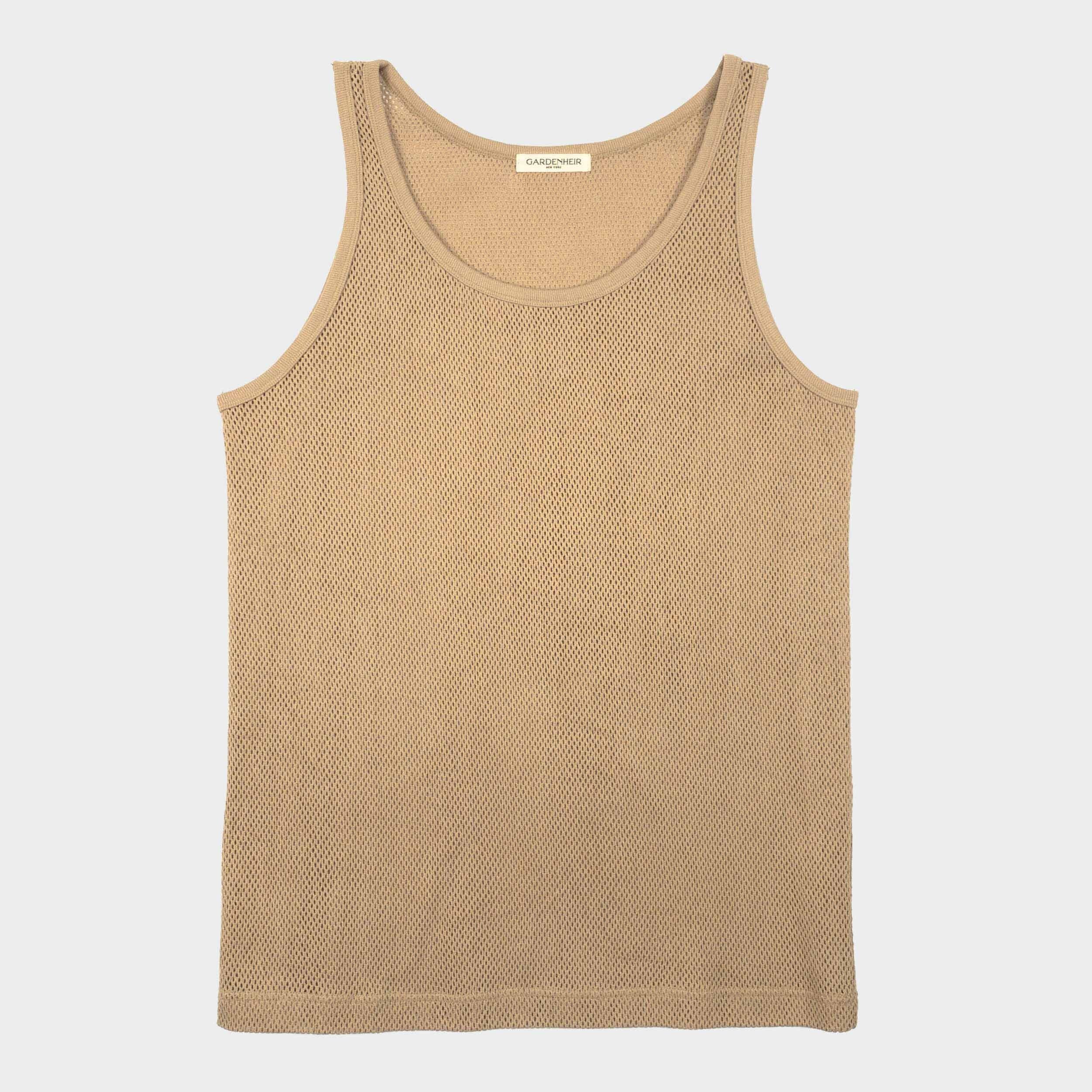 Image of Cotton Mesh Tank Top in Wheat