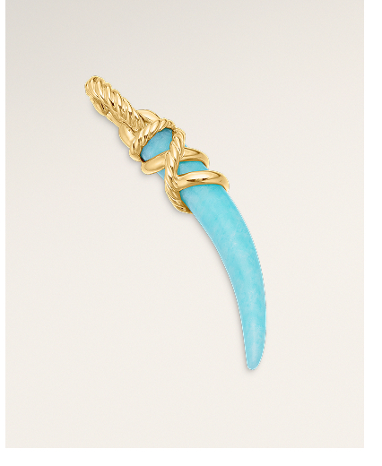 Tusk AmuletAmazonite and 18K Yellow Gold, 31mm
