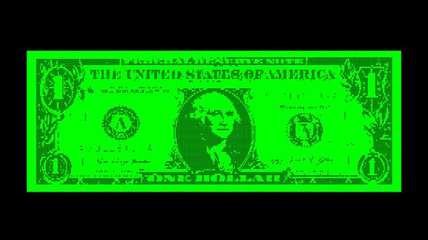illustration of a dollar rended in a digital code texture